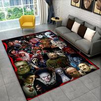 Siaubo filmo personažas Čakis S-Klyksmas Animacinis kilimas kilimėlis žaidimų kambariui miegamajam svetainei sofai namų dekoravimui, Plotinis kilimas neslystantis 40x60cm gray