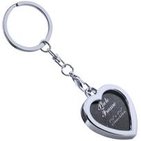 Customizable Metal Mini Photo Frame Keychain: Engravable Wedding Studio Gift with Logo Option white