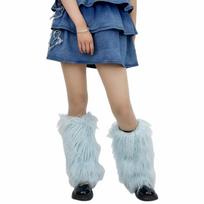 Faux Furs Leg Warmer Winter Warm Furs Boot Cuffs Cover,Party Costumes Shoe Cover dangaus mėlyna spalva
