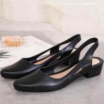 Naujos Moteriškos Basutės Slingback Atsitiktinės Neslystančios Paplūdimio Avalynė Moteriai Smailus Pirštas Stambūs Vidutinio Aukščio Kulniukai Šlepetės Cleisure Stilius 41 juoda