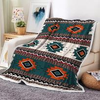 Actekų pledas, indėnų pietvakarių Navajo genties stiliaus šiltas pledas, boho vakarietiškas dekoras, flanelinis jaukus pledas Size: 130*170cm, Weight: 280 GSM