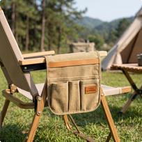 Chair Side Storage Bag Canvas Armrest Organizer with Pockets Convenient chaki