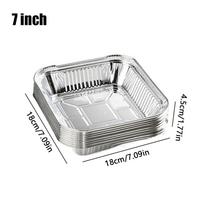 10 vnt 6/7/8 colių aliuminio folijos dėžutės daugkartinio naudojimo oro gruzdintuvės padėklas Nešiojamas maisto skardos folijos padėklas 8 inch-10Pcs gray