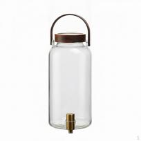 Cold Water Pitcher with Faucet, High Temperature Resistant Glass Beverage Dispenser for Home, Large white