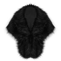 Moterims dirbtinio lapės kailio skara apklotas stolis elegantiškas netikro kailio apsiaustas vestuvėms vakaro vakarėliui nuotakos cosplay kostiumui žieminis šiltas peties apklotas L juoda