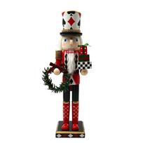 Freestanding Nutcrackers Decors, Playing Card Theme Painted Finish Soldier Figurine Ornament for Christmas Tabletop Mantels Accent 1 black