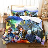 Overwatch 2 Patalynės Komplektas Viengulis Twin Pilnas Karalienės Karaliaus Dydžio Patalynės Komplektas Suaugusiems Vaikams Miegamojo Antklodės Užvalkalų Rinkiniai Anime Patalynės Rinkinys Lova 70x133cm 2pcs