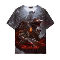 Anime Berserk T-shirt 3D spausdinimas Vyrams Moterims Hip Hop T-shirts Vasariniai Apvalus kaklas Trumpomis rankovėmis Viršutiniai drabužiai Vaikams Harajuku T-shirt'ai Vyriški drabužiai 5XL gray