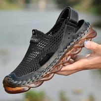 Vyriški sandalai Rankų darbo Paplūdimio sandalai Kvėpuojantys Tinklelio Kasdieniai batai 39 juoda