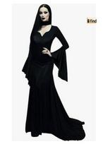 Helovino Morticia Addams Vintažinė Gotikinė Ilga Juoda Suknelė 3XL juoda