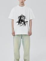 Juodi Marškinėliai Jėzus Kristus Erškėčių vainikas Religinis meno spaudinys Vyrams ir Moterims Laisvalaikio apranga Streetwear Mada XXXXL balta