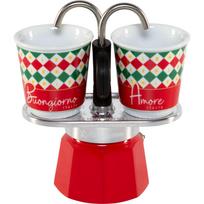 Moka kavinukas Bialetti Mini Express Tricolore Damier su 2 puodeliais, 90 ml