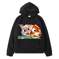 Zootopia 2 Kawaii džemperiai su gobtuvu Vilnos džemperis berniukui megztinis striukė y2k sudadera Rudens spausdinimas anime džemperis su gobtuvu vaikų drabužiai mergaitėms 130 black