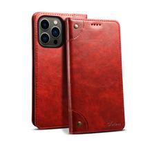 Leather Wallet Magnetic Card Holder Flip Cover Phone Case for IPhone 16 Pro Max 15 Plus 14 13 12 11 XS XR X  8 7 Plus iPhone 16 Plus raudona