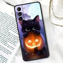 Happy Halloween S24 Ultra For Samsung Galaxy S23 Ultra S21 S20 FE S22 S10 S24 S23 Plus Case Cover Cat Bat Pumpkin Witch Castle Samsung S21 Plus 5G black