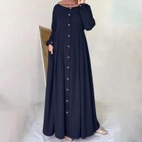 Moteriška musulmoniška „Abaya Dubai“ sagomis aptempta ilgomis rankovėmis tunikinė marškinėlių suknelė L gray