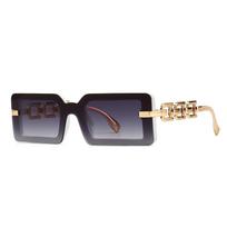 Cross-Border Metal Leg Square One-Piece Mirror Modern Retro Temple with Jumping Shape Decorative Sun Glasses Lh043 black