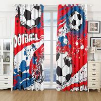 Futbolo Kamuoliai Futbolo Raštas Žydri Užuolaidos Langų Apdaila Užuolaidos Langų Užuolaidos Tinka Svetainei Miegamajam Vaikų Kambariui Namų Dekoras 2x60Wx50H(CM)&Rod Pocket