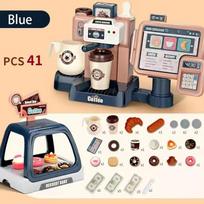 3 In 1 Coffee Machine Toy Collection Kitchen Playthings Simulation Food Bread Coffee Cake Pretend Enjoy Shopping Cash Register Playthings Designed gray