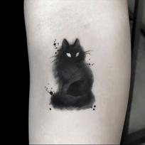 Atsparūs vandeniui, patvarūs juodai balti kačiuko gėlių tatuiruotės lipdukai – šaunios, tamsios katės rankos tatuiruotės