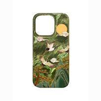 Vortex pattern High Mountain Auspicious Cloud Crane Phone Case For iPhone 16 Pro Max 15 14 13 12 11 XS XR X MINI 7 8 Plus Cover iPhone 13 Pro beige