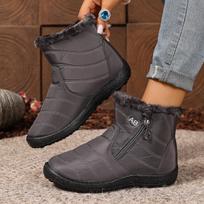 Women's Winter Warm Snow Boots – Faux Fur Lined Short Ankle Boots with Zipper and Non-Slip Sole for Outdoor Wear 44 pilka