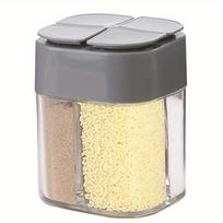 4in1 Camping Seasoning Shaker Multi-Purpose Spice Jar with Lid 4-Compartment For Outdoor BBQ Cooking Salt Pepper Storage Box gray