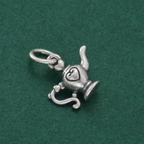 S925 Sterling Silver 3D Teapot Charm Pendant for DIY Jewelry brown