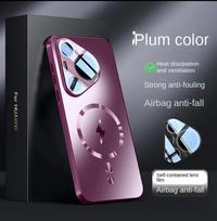 AG Matinis magnetinis dėklas Huawei Pura 80 80 Pro+ Magsafe belaidžio įkrovimo kietas galinis dangtelis Huawei Pura 80 Ultra Fundas Huawei Pura 80 Pro violetinė