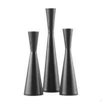 3 vnt. žvakidžių laikiklių rinkinys Kūginės žvakės Laikmatis namams Black 3-piece SET gray