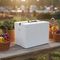Insulated Cooler Box Lightweight Ice Chest for Caterers, Delivery Drivers 14L_White brown