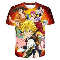 Septynios mirtinos nuodėmės Animacinis filmas Anime Žaidimas Spausdintas Vasarinis Marškinėliai Madingi vyrams Vaikams Laisvalaikio berniukams mergaitėms Apvalus kaklas Tėvų ir vaikų drabužiai Viršus 4XL yellow