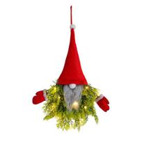 Apšviesta nykštuko Kalėdinė girlianda priekinėms durims Dirbtinės pušies eglės Kabantis ženklas Švediškas Tomte Šventinė dekoracija vidaus lauko verandai langui sienai black