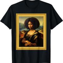 Black Mona Lisa Afro Queen African Woman Black History Month T-Shirt XXXXXL juoda