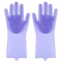 1Pair Silicone Scrubber Gloves blue