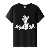 Kawaii Disney Ledinė šalis Olafas Animacinis berniukų marškinėliai Mergaičių laisvi marškinėliai Harajuku Y2k Palaidinės Vaikų viršutiniai drabužiai Apvalus kaklas Marškinėliai Gotikiniai drabužiai 120 black