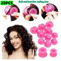 20-Piece Set of Small Mushroom-Shaped Hair Curlers, Lazy Bell Curlers, Silicone Hair Rollers, Sleep-Friendly, Non-Damaging Hair Curling Tool pink