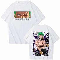 Hot Sale Anime Zoro T Shirt Harajuku Casual O Neck Short Sleeve Tee Streetwear Tops For Men Women 4XL white