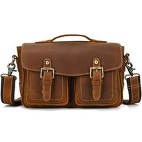 Retro Leather Camera Bag Crazy Horse Leather Go Out Hand-Held Camera Bag Micro-Single Outdoor Shoulder Bag Slr Camera Bag brown