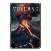 Vintage Volcano Metal Tin Sign    Durable Aluminum Wall Art with Erupting Volcano Design Perfect for Home Office Porch  Ou 30X40CM gray