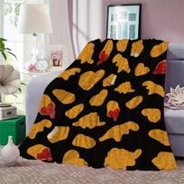 Comfortable Chicken Nugget Dinosaur Pattern Blanket - Soft, Lightweight, And Tear-Resistant for All Seasons - Perfect for Bed, Sofa, Travel | Machine 75X95CM orange