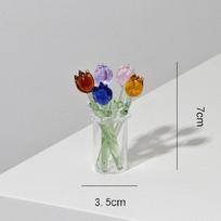 Tulip Glass Flower Handmade Simulation Bouquet Eternal Flower Creative Art Desktop Decoration white
