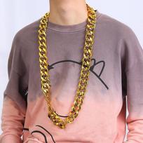 50–120 cm negabaritinė didelė, stambi grandinėlė aukso spalvos karoliai hiphopo punk gotikinio roko pakabukas plastikinis spektaklio vakarėlio rekvizitas beige