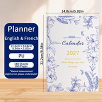 2027 Bilingual Diary - English-Spanish Daily Planner with Stylish Design pink