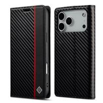 Carbon Fiber Wallet Flip Phone Case with Card Slots Holder for iPhone 17 Air 16E 15 14 13 12 11 Pro Max XS XR PU Leather Cover iPhone 13 Pro gray