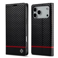 Carbon Fiber Wallet Flip Phone Case with Card Slots Holder for iPhone 17 Air 16E 15 14 13 12 11 Pro Max XS XR PU Leather Cover iPhone 15 Pro Max