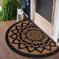 Pebble Spiral Semi-Circular Floor Mat Natural Wind Entrance Door Mat, Textured Dirt Carpet 40X60CM(1.3X2FT