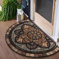 Pebble Spiral Semi-Circular Floor Mat Natural Wind Entrance Door Mat, Textured Dirt Carpet 40X60CM(1.3X2FT gray