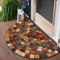 Pebble Spiral Semi-Circular Floor Mat Natural Wind Entrance Door Mat, Textured Dirt Carpet 60X90CM(2X3FT