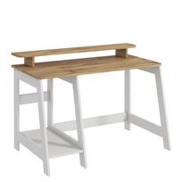 Rašomasis stalas su lentyna Kalune Design Country, 120 cm x 60 cm, 73 cm, ąžuolo sp./balta sp.